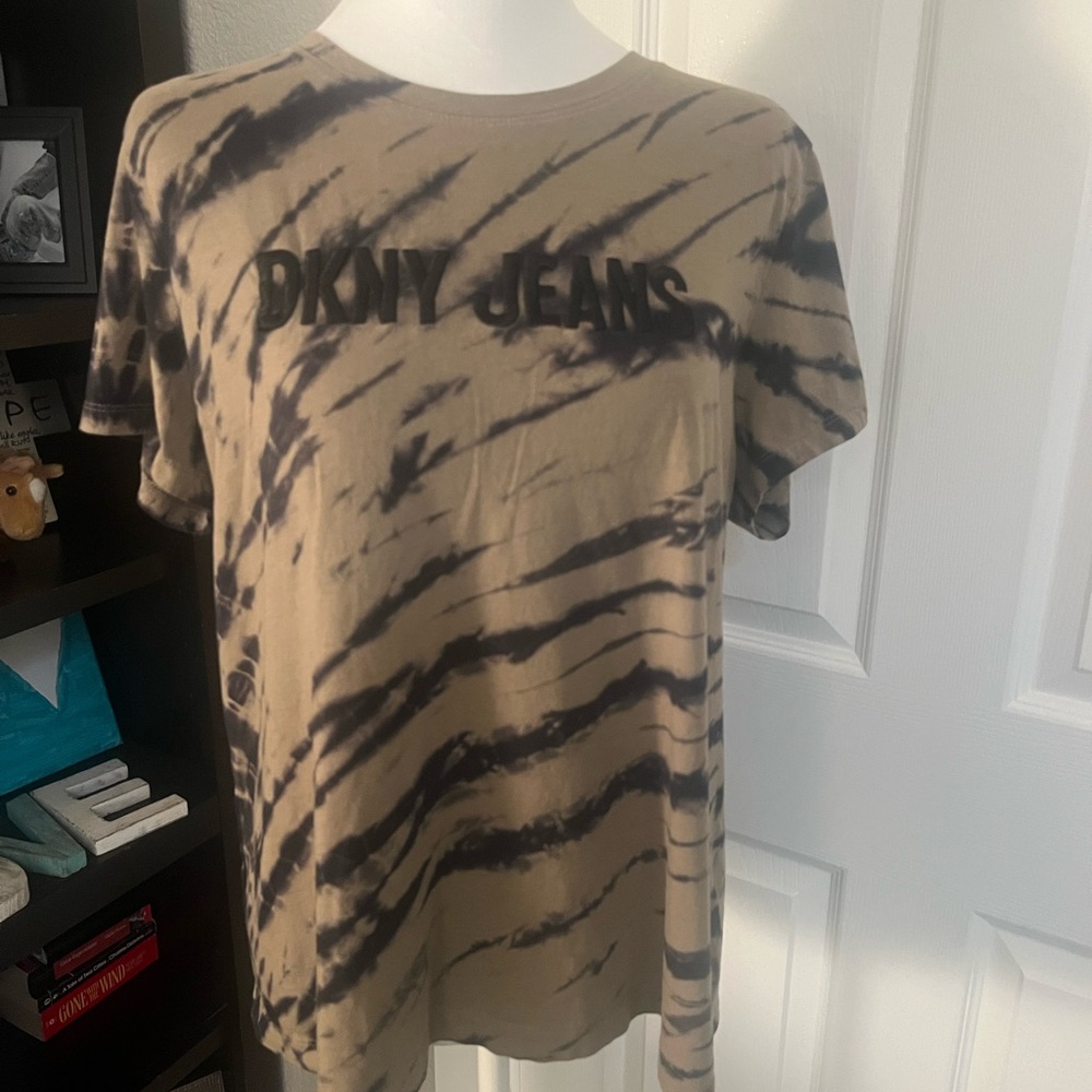 DKNY Green and Black Tie-Dye Tee